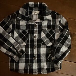 Girls 4T Between black and white check button up shirt